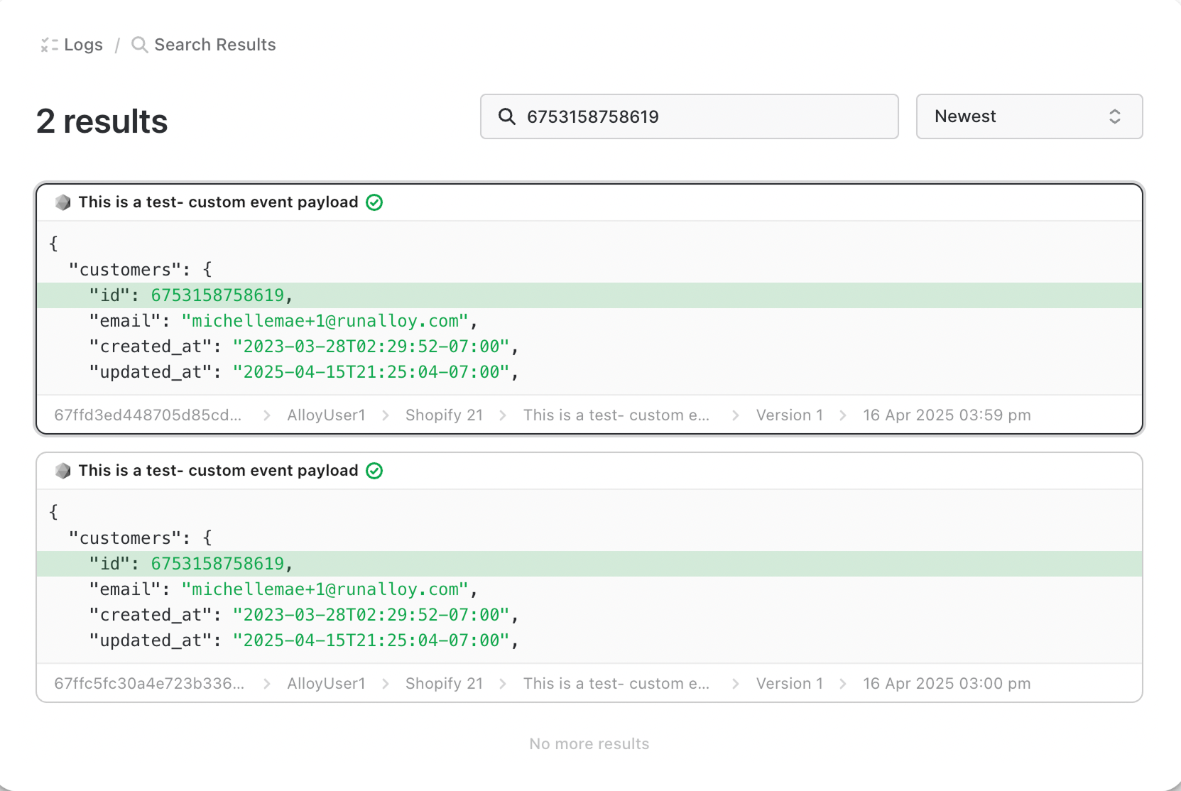 Advanced search results