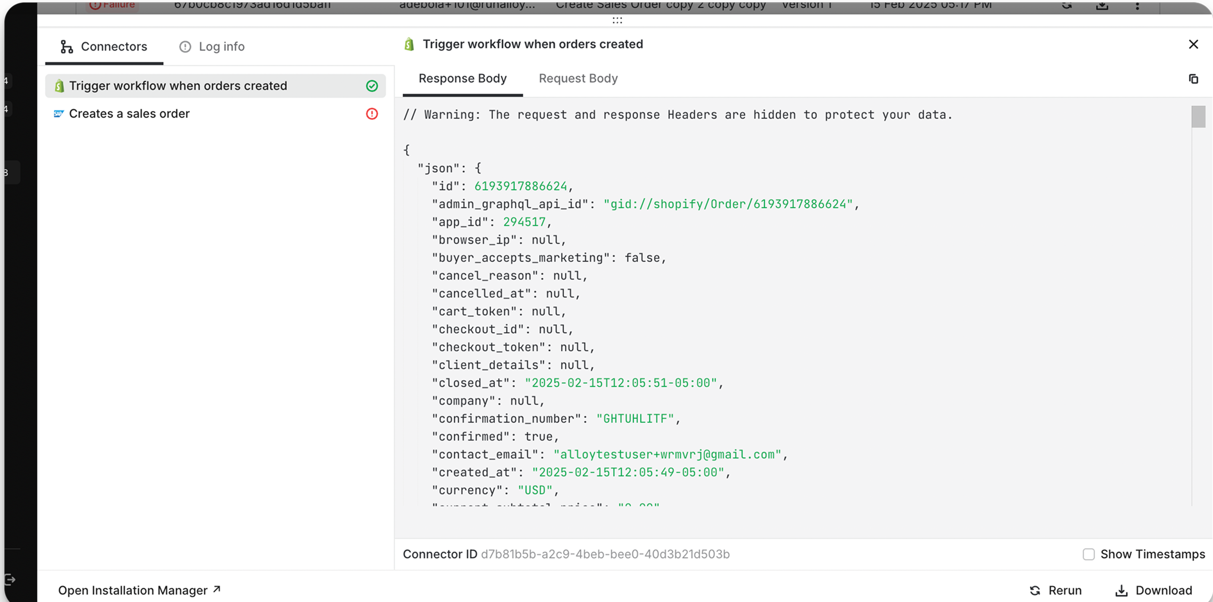 Logs metadata